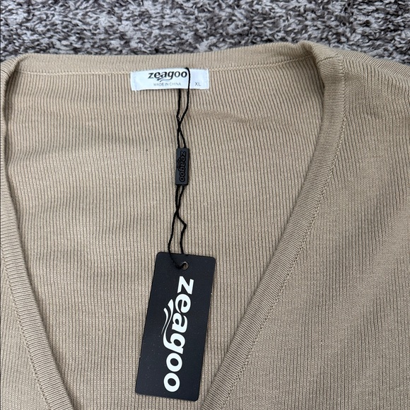 Zeagoo Tan Cardigan with Button Detail - Picture 2 of 3